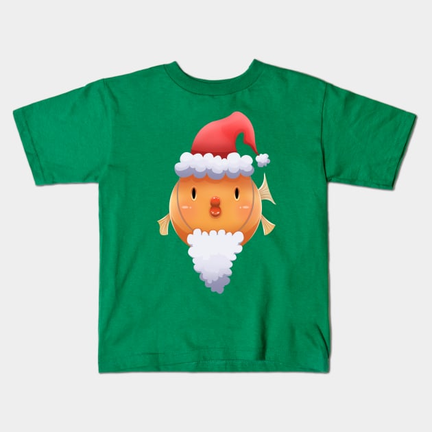 Cute Santa goldfish Kids T-Shirt by Art by Angele G